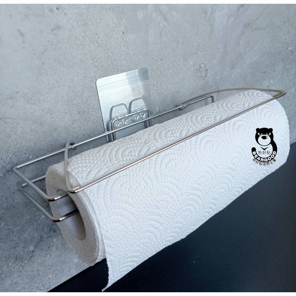 [熊好貼國際] 有蓋餐巾紙架 好市多餐巾可用 台灣製造304不鏽鋼 保鮮膜收納無痕掛勾 凹凸粗糙不平整光滑牆面皆可貼, , large