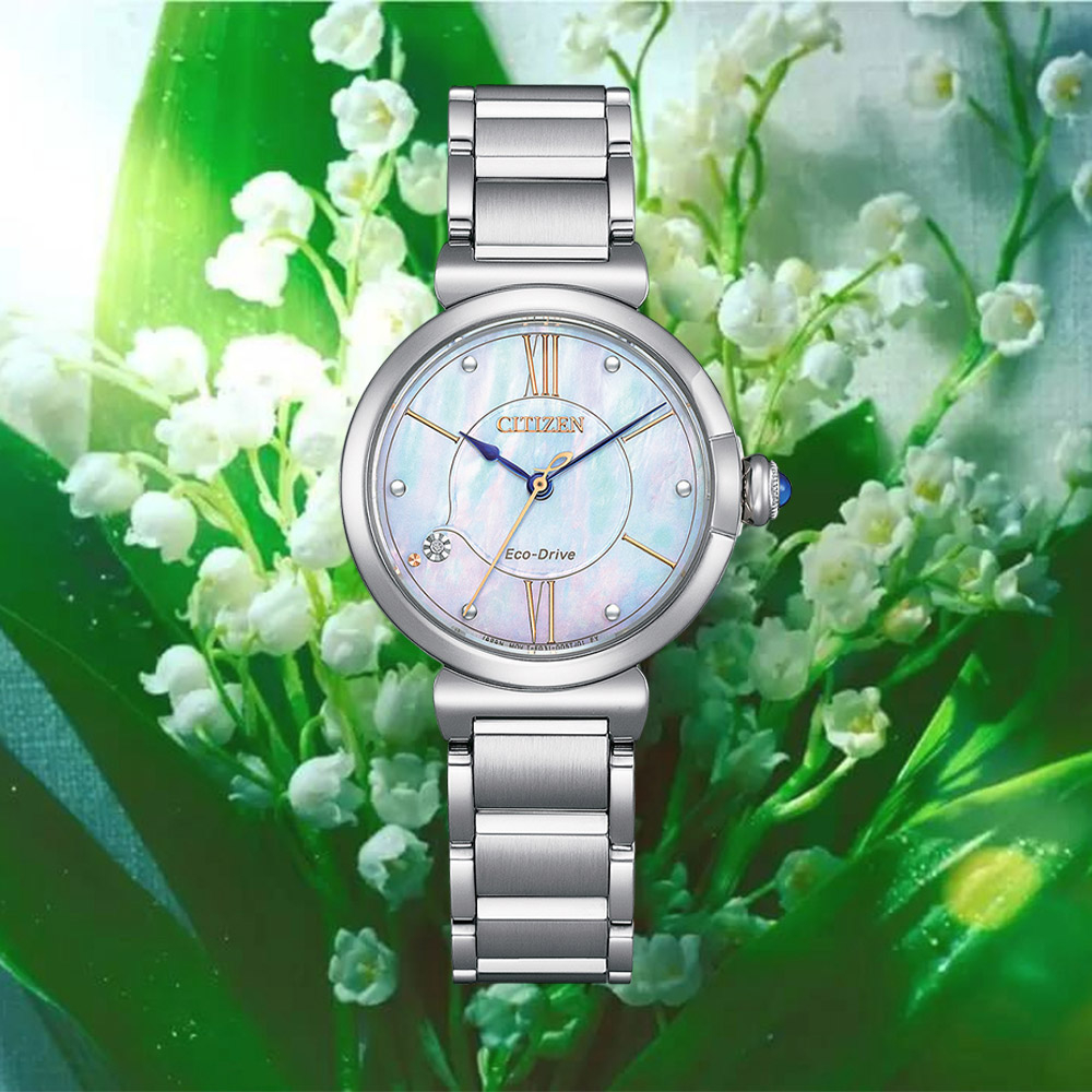 CITIZEN 星辰 L系列 May bells鈴蘭花女錶 EM1070-83D, , large