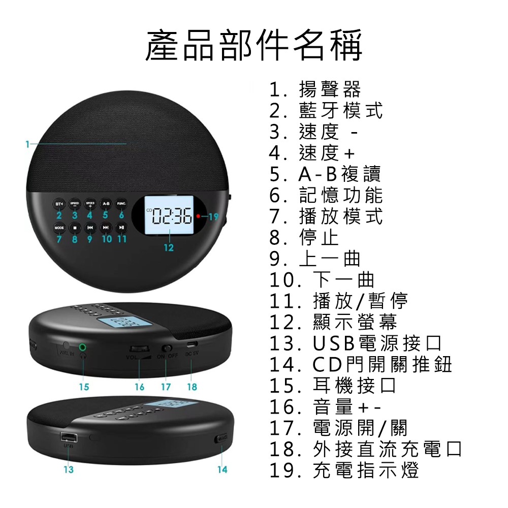 【Haomi Enterprise】CD Bluetooth Walkman, , large