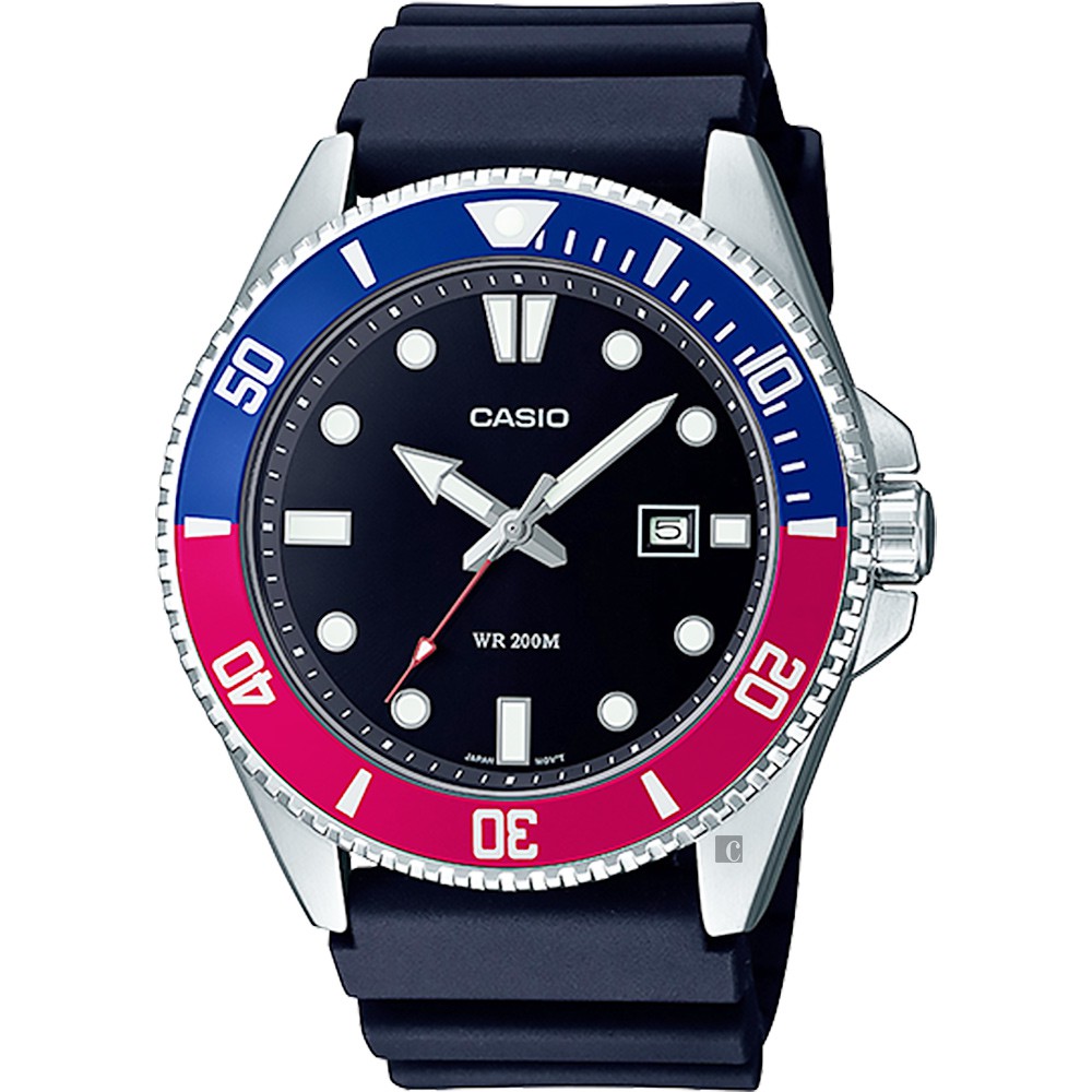 CASIO 卡西歐 新槍魚 200米潛水錶-紅藍水鬼 MDV-107-1A3, , large