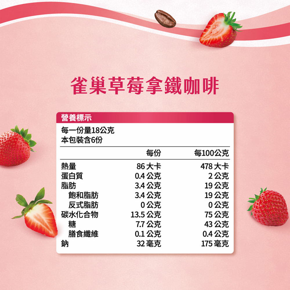 NESCAFE 3in1 Strawberry Latte 18g x6, , large