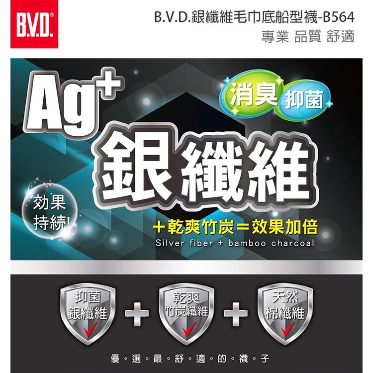 【BVD】銀纖維毛巾底船型襪4入<黑>B564 襪子 短襪 抑菌除臭襪, , large
