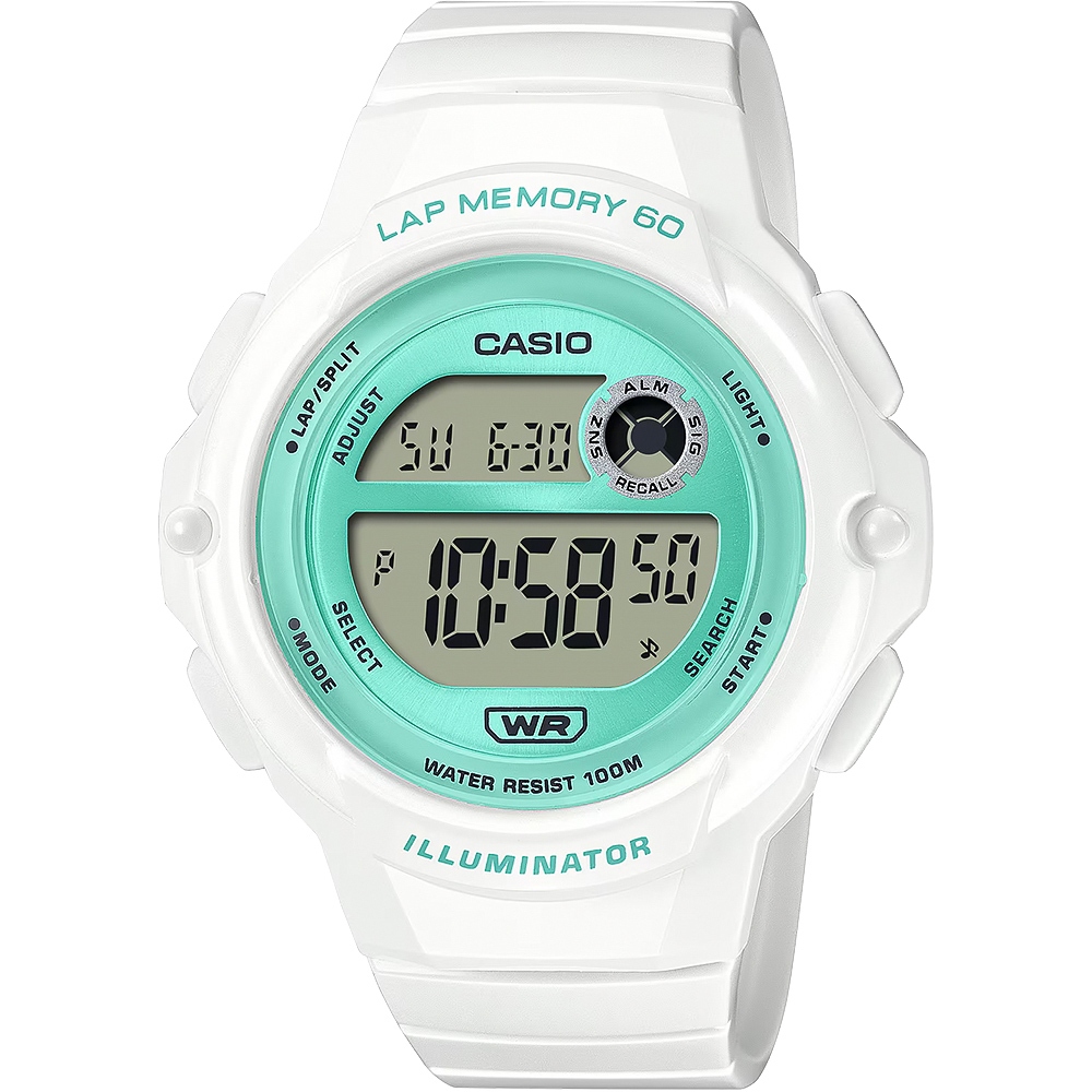 CASIO 卡西歐 運動慢跑女錶-水藍X白 LWS-1200H-7A3V, , large