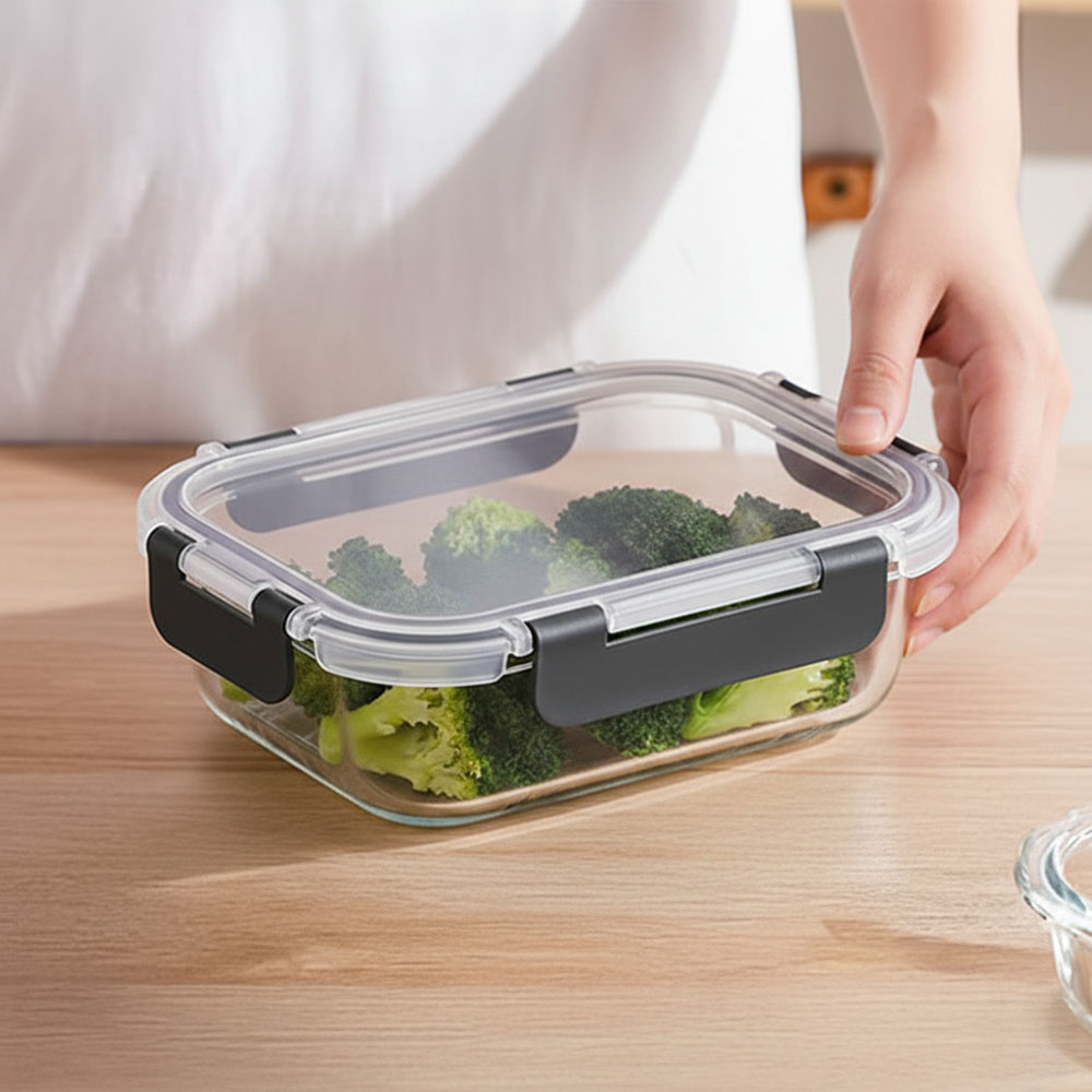 高硼矽玻璃保鮮盒 【160ml-400ml】 耐熱玻璃保鮮盒 微波爐可用 密封防漏便當盒 分裝收納 健身餐盒 備餐神器 玻璃保鮮盒 冰箱收納 租屋族 露營必備, , large