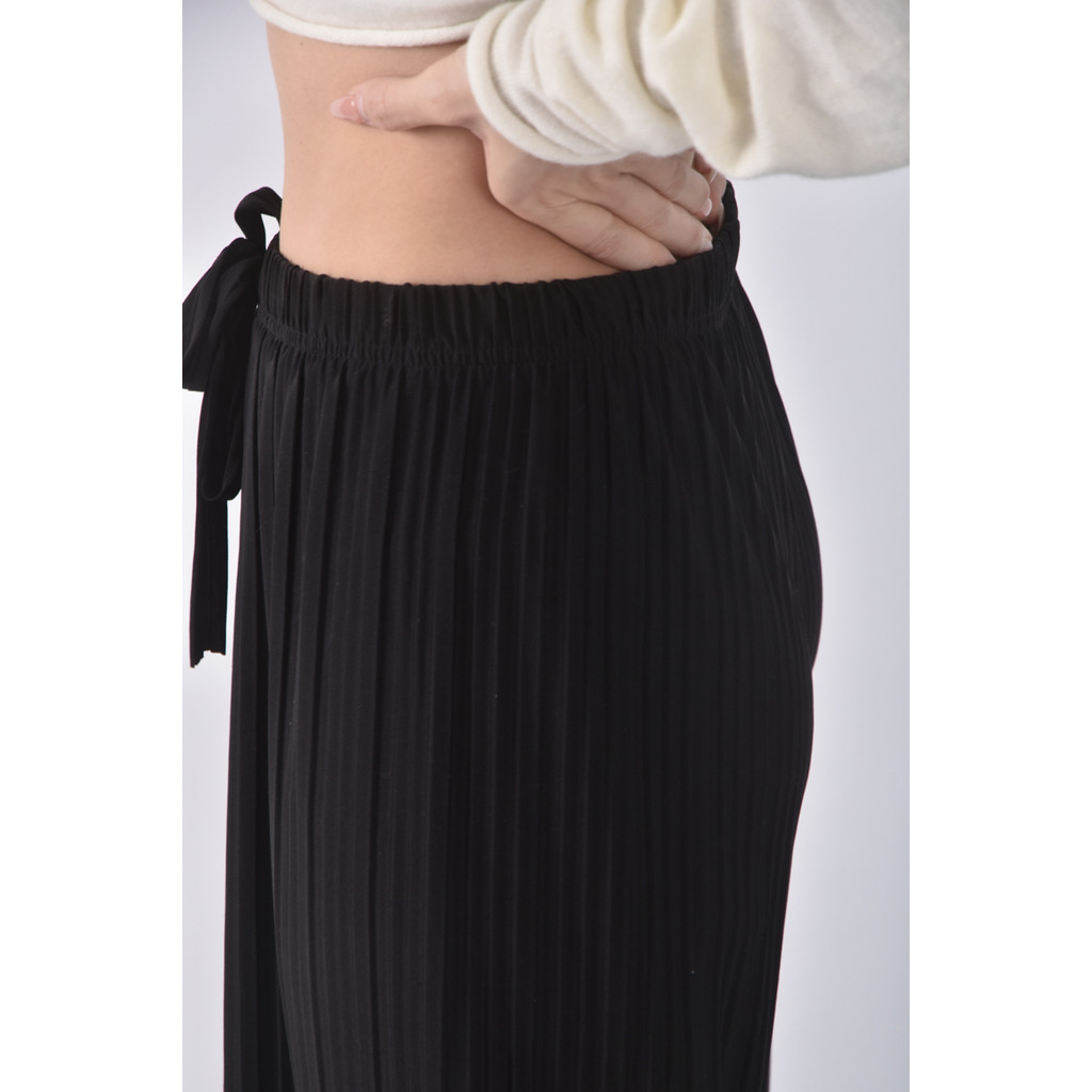 (S) 高腰雪紡氣質黑色長褲二手衣, , large