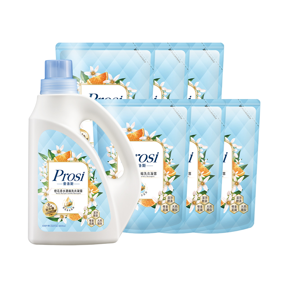 (箱購)[Prosi普洛斯]室內晾曬香水濃縮洗衣凝露(BKC專利消臭緩釋配方)2200mlx1入+1800mlx6包, , large