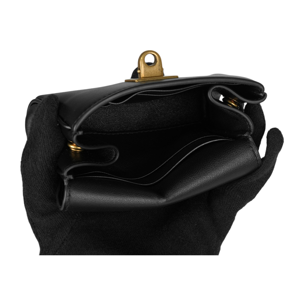 BALENCIAGA Rodeo 金釦平滑小牛皮翻蓋卡包/卡片夾/黑色, , large