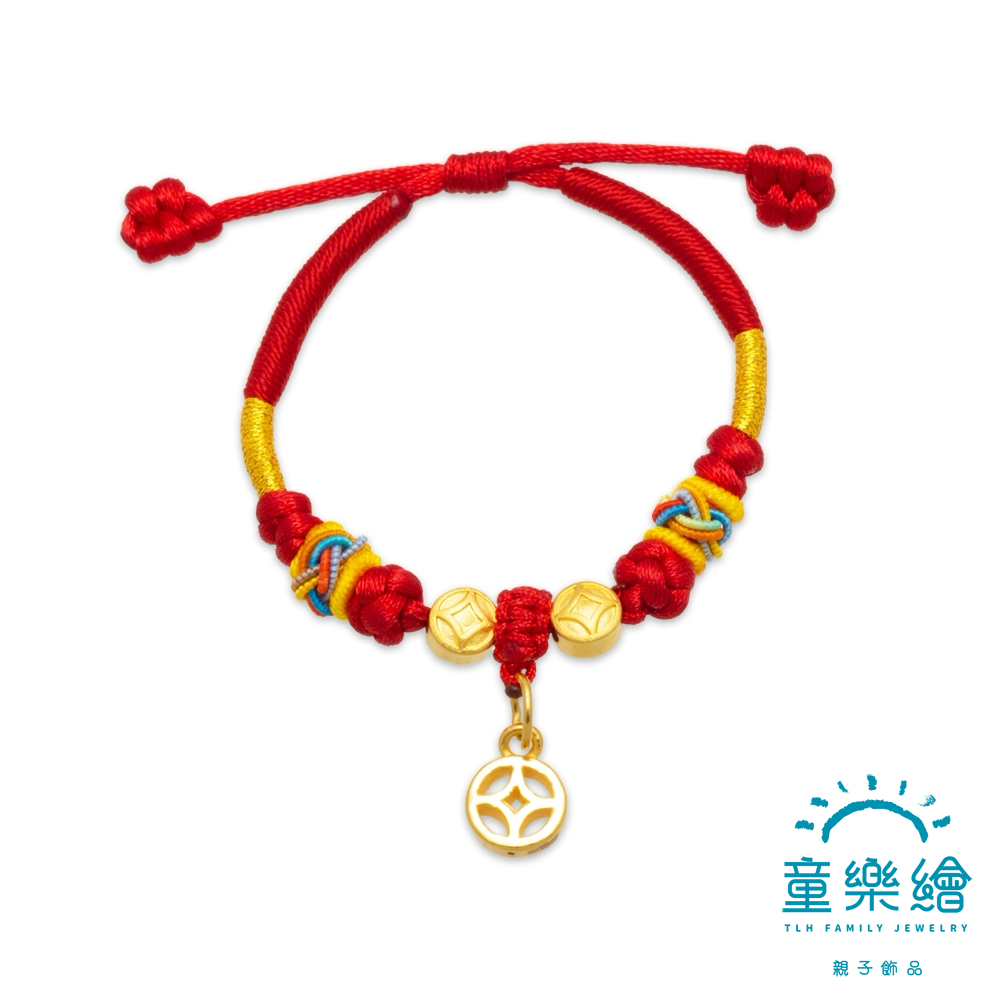 【童樂繪金飾】富貴功名兒童紅繩手鍊 約重0.13錢±0.03(彌月金飾 彌月禮)