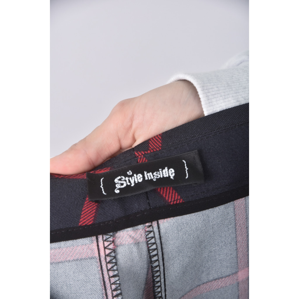 (XL) style in side高腰質感格紋紅色長褲二手衣, , large