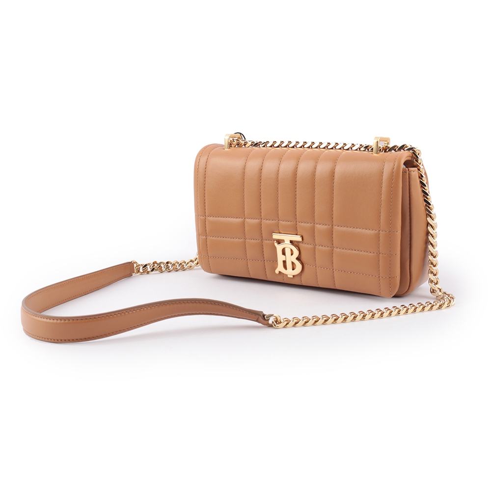 BURBERRY Lola 小羊皮縫線設計小款翻蓋鍊包/楓葉棕色, , large