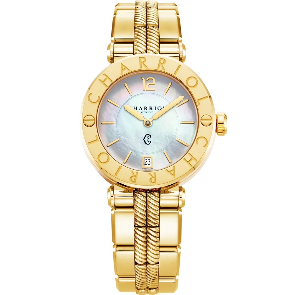 CHARRIOL 夏利豪 St-Tropez系列 時尚珍珠貝面腕錶-36mm CR36Y.924.004, , large