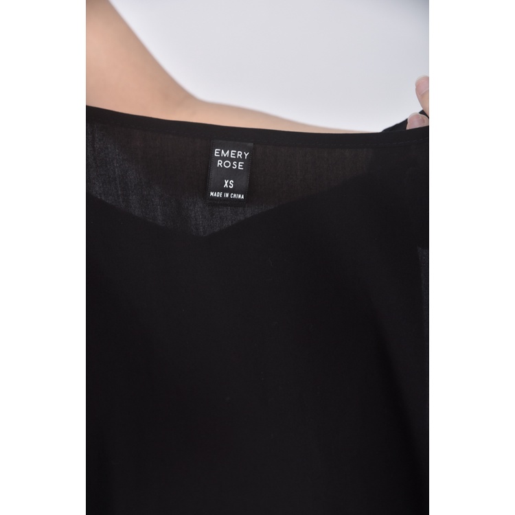 (S) emery rose質感黑色短袖上衣二手衣, , large