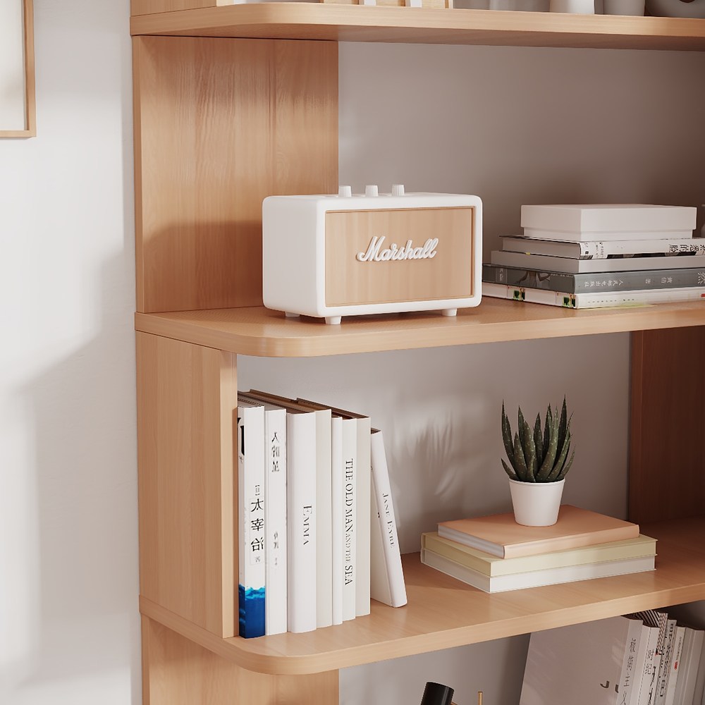 【樂樂】L型轉角簡約實用書櫃 書報架款原木4層60x102.5(實木書架 層架 置物架 收納架), , large