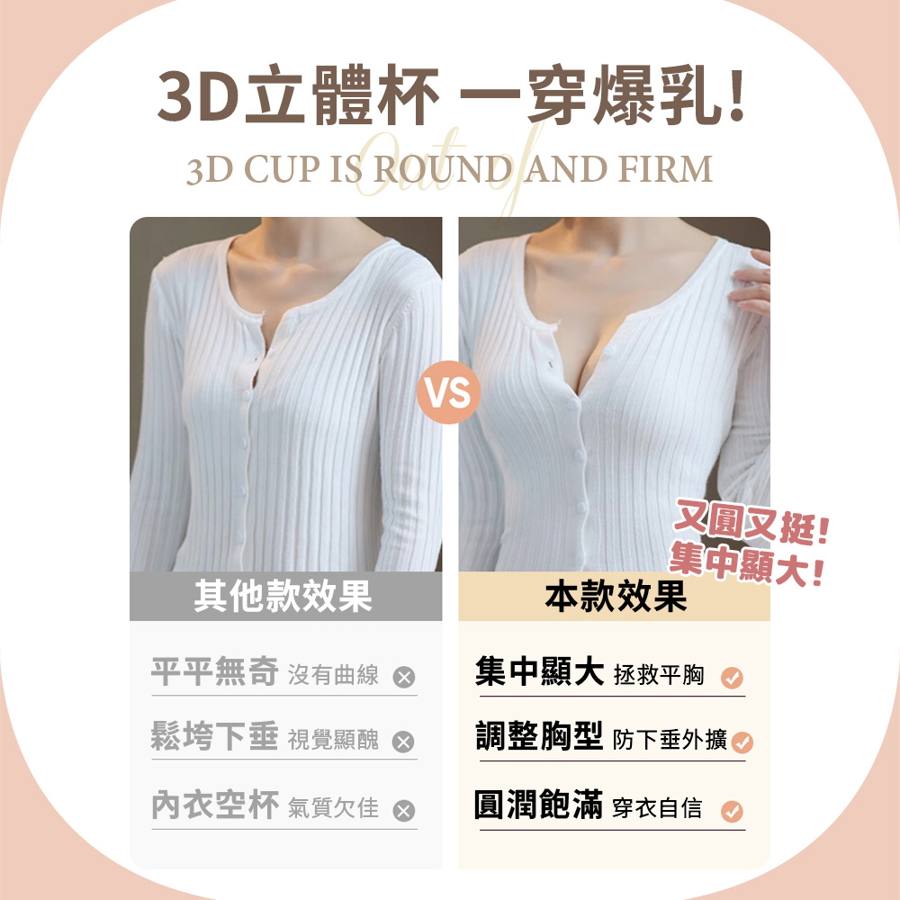 [夢巴黎] 集中爆乳加厚5CM內衣 無鋼圈內衣 內衣 無痕內衣 女生內衣 爆乳內衣 小胸內衣 小胸顯大 少女內衣 胸罩, 白色, large