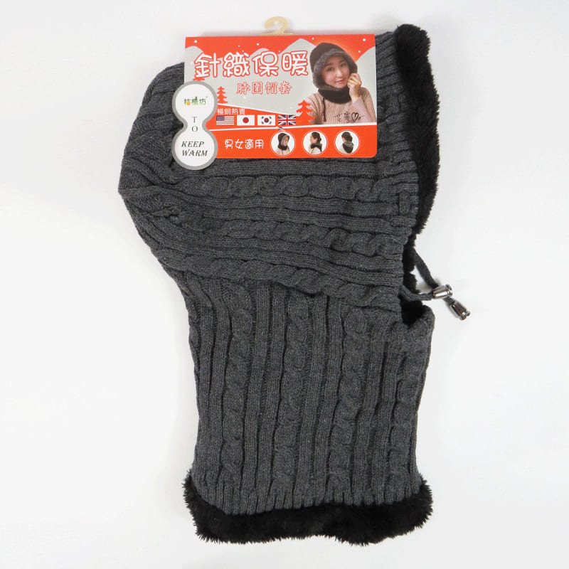 0360樂企鵝刷毛保暖圍脖帽套-混色, , large