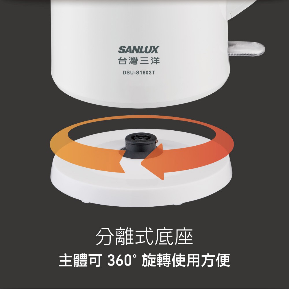 SANLUX 台灣三洋 1.8L雙層防燙電茶壺 DSU-S1803T, , large