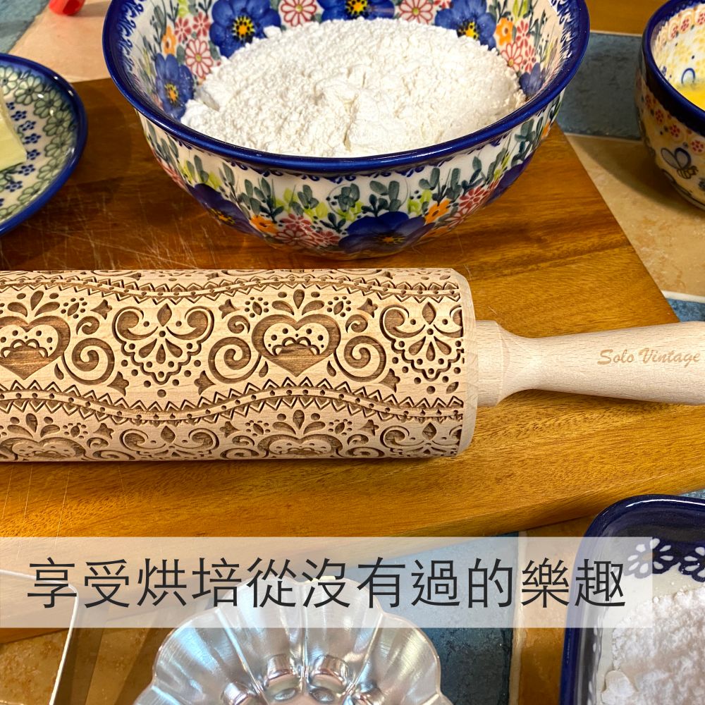 【SOLO歐洲家居】大頭貓 貓咪 餅乾桿麵棍 43CM 壓紋 押花 印花 天然原木 歐洲櫸木 波蘭製造, , large