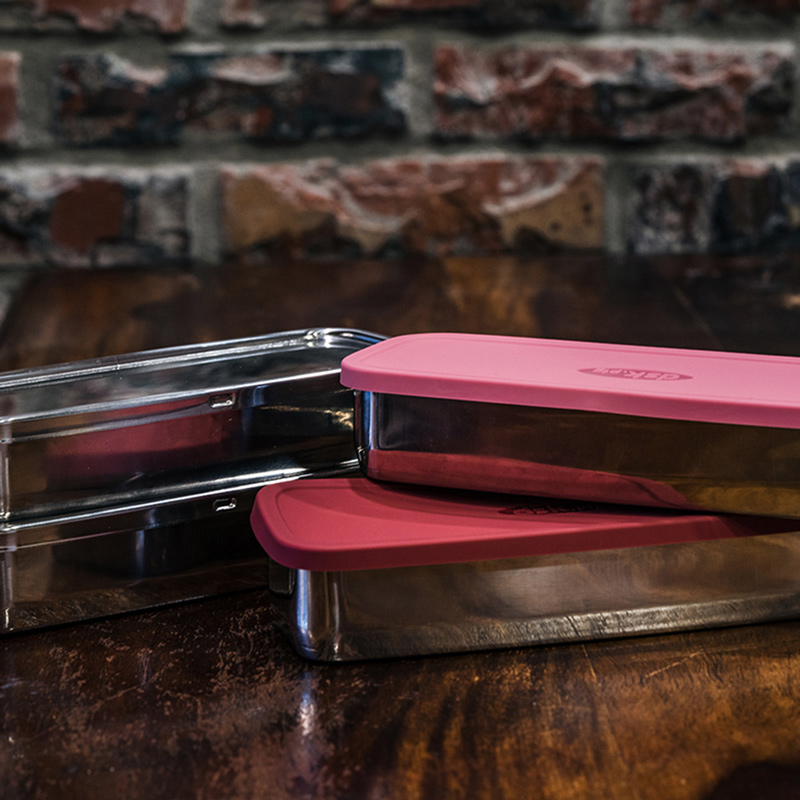 dsk.pig Stainless steel lunch box with two types of lids RD x PI, , large