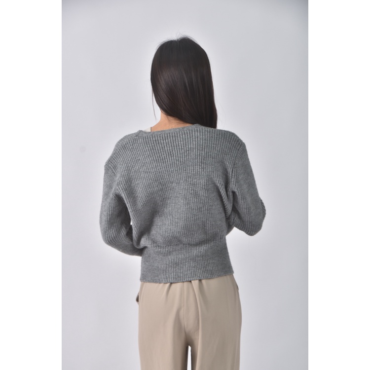 (L) 【德馨私服】質感V領灰色外套二手衣, , large