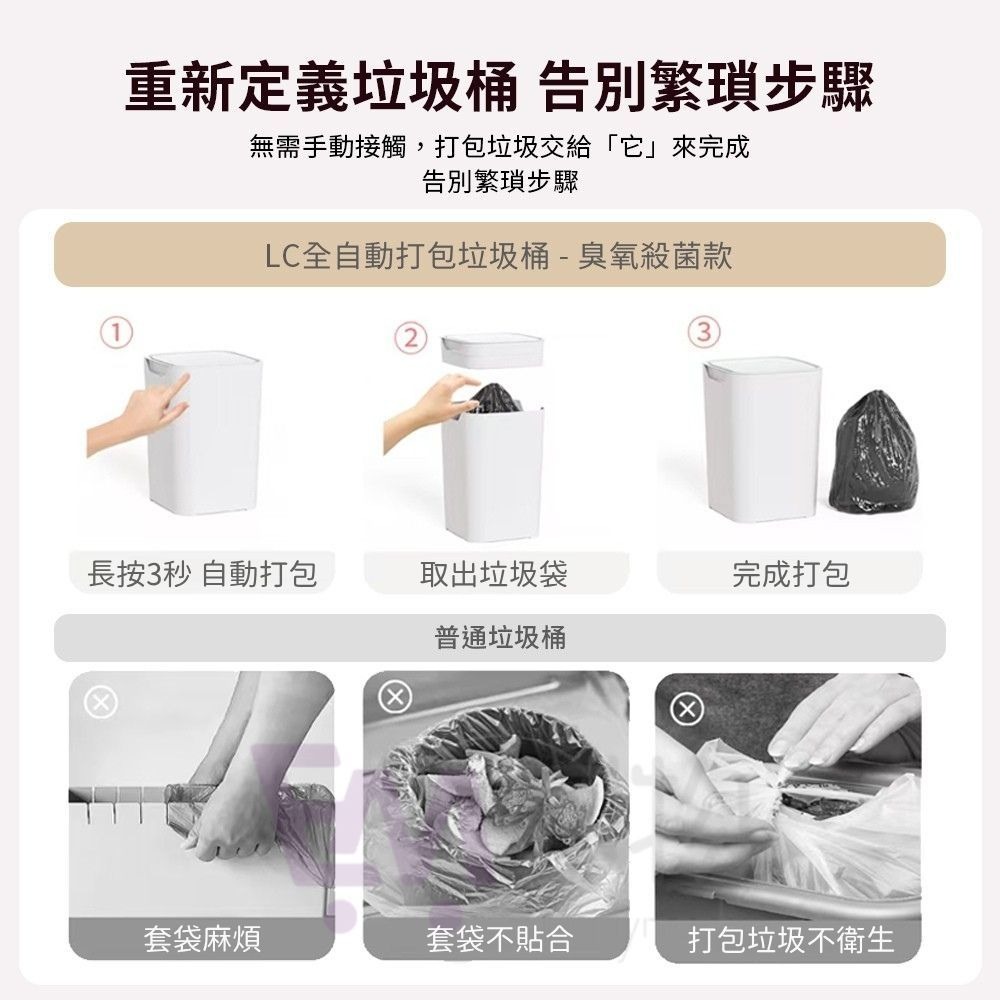 LC Ozone-Sterilizing Trash Can with Automatic Bagging, , large