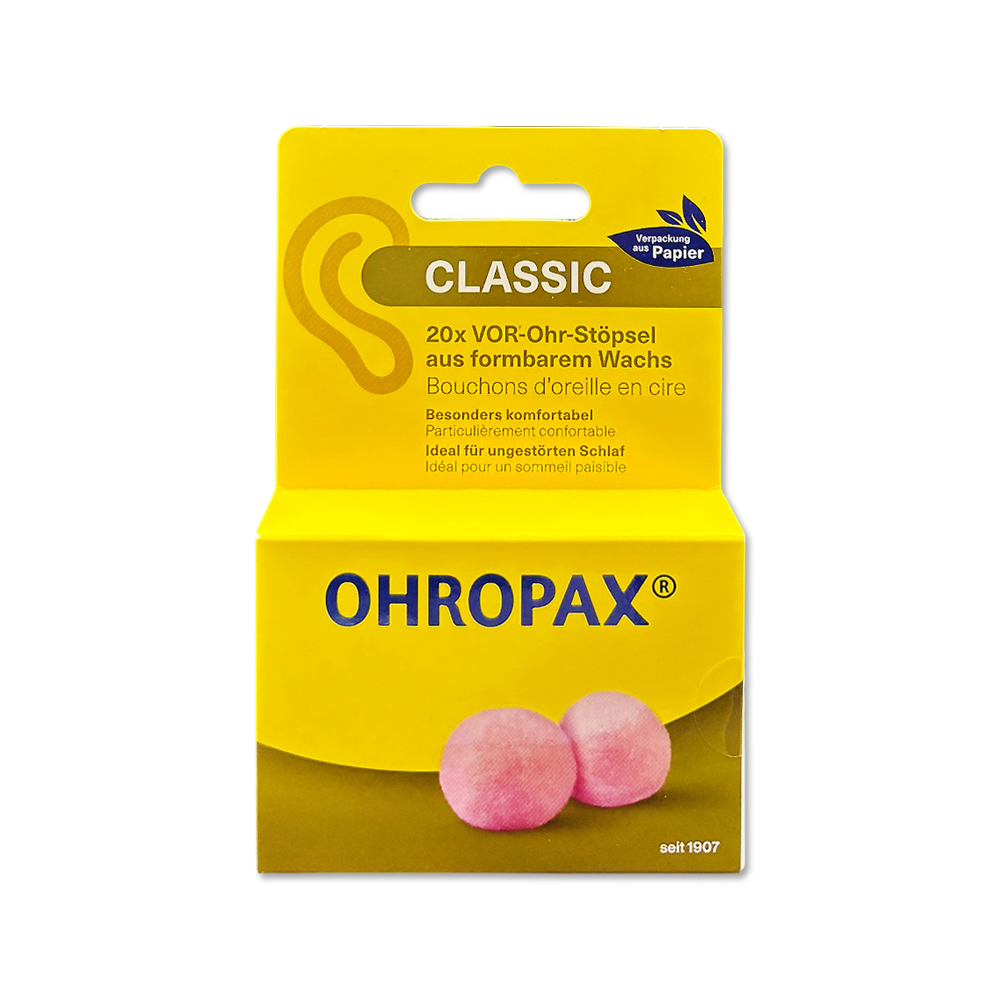 [日日好物]德國OHROPAX安耳悠-Classic柔軟蠟質溫度塑型貼耳式隔音耳塞10對/黃盒(SNR 21dB降噪規格,CE歐盟認證,靜音舒適保護聽力,凡士林親膚耳塞), , large