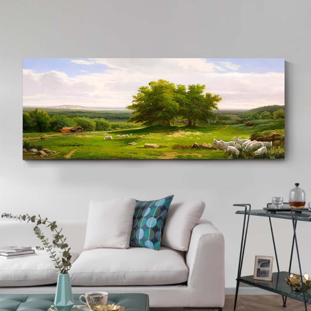 【御畫房】一碧千里 國家一級畫師手繪油畫60×120cm(VF-55), , large