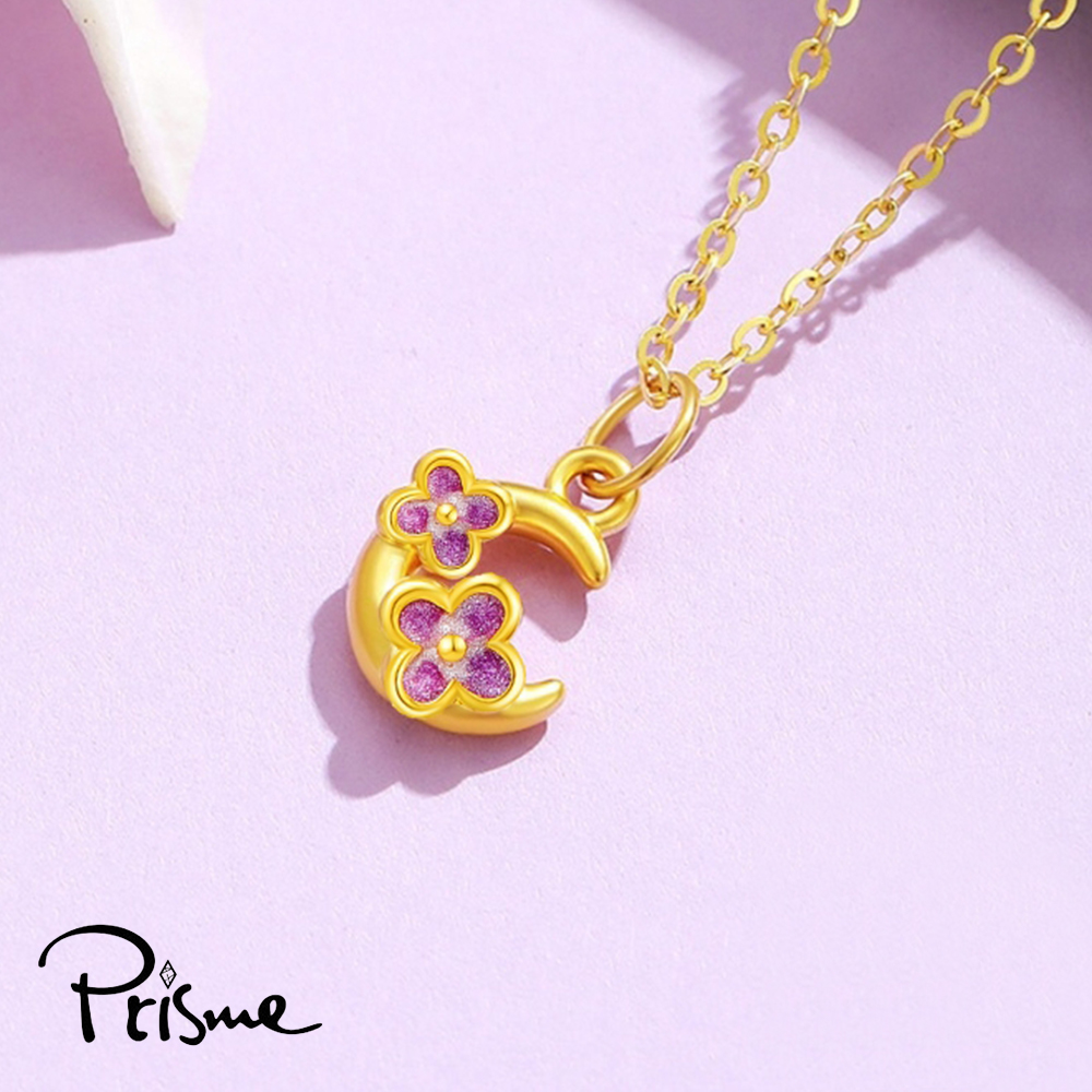 【Prisme Gold】黃金項鍊 桂花月亮 鍊墜項鍊 (金重：約0.08錢±0.03), , large