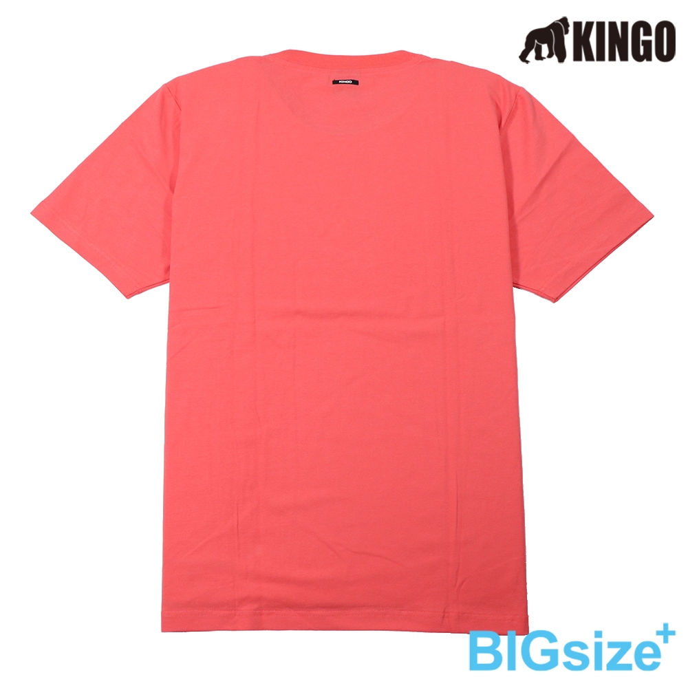 KINGO-大尺碼-男款 圓領T恤-橘-413116, , large