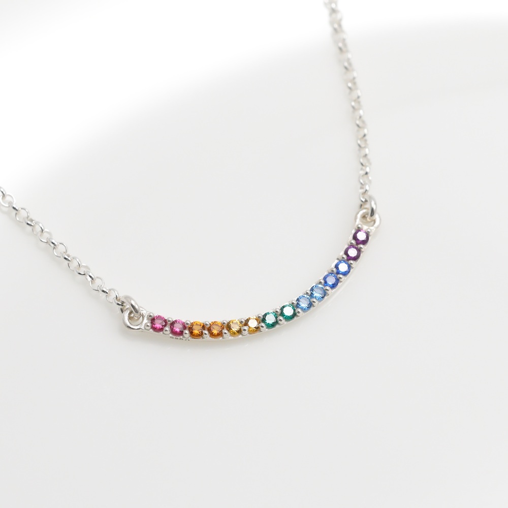 【Angel & Me】微笑 彩虹 彩鑽 s925 純銀 項鍊 生日禮盒 聖誕節, , large