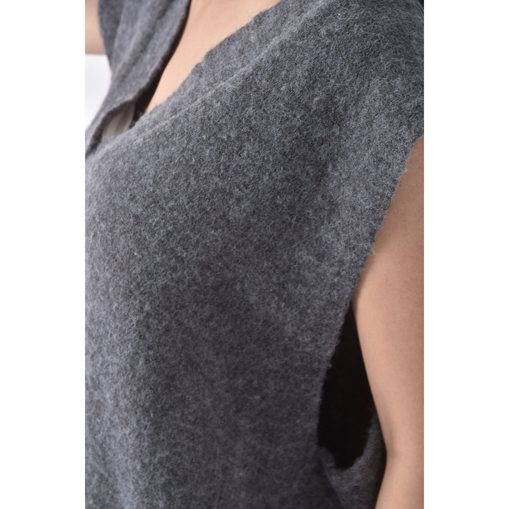 (F) 質感V領灰色上衣二手衣, , large