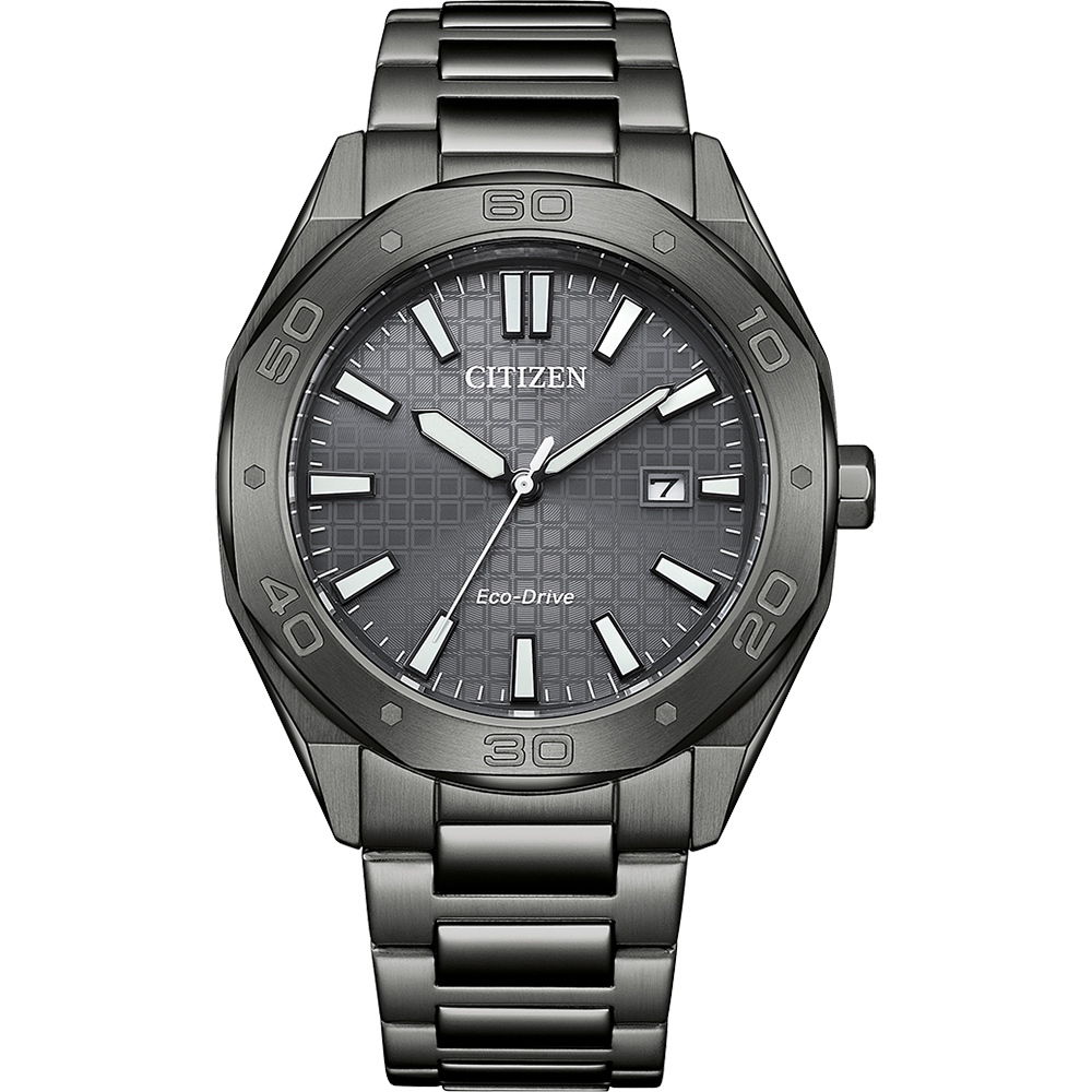 CITIZEN 星辰 光動能八角形格紋面手錶 BM7637-81H, , large