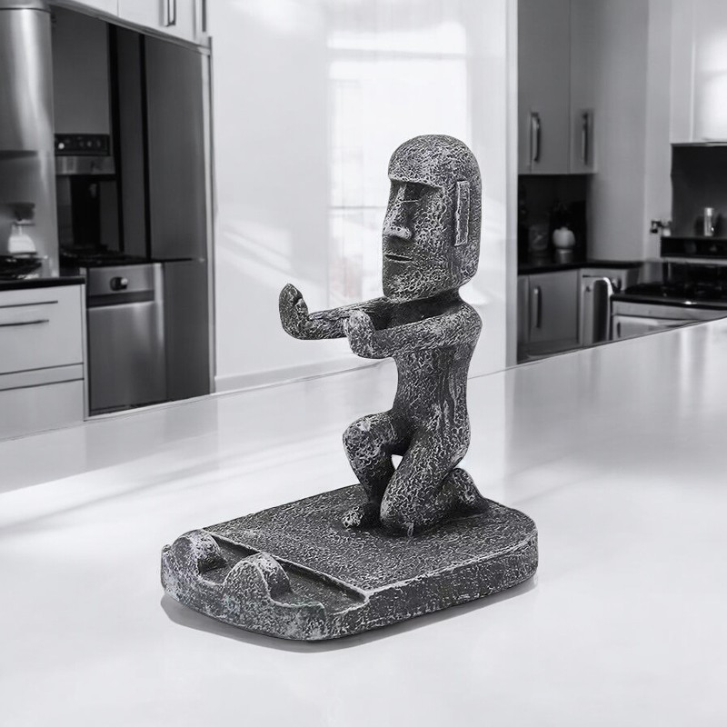 摩艾手機架【多款可選】 筆架 摩艾 名片架 摩艾像手機支架 摩艾像坐姿小人 桌上擺飾 惡搞禮物 辦公室桌面小物 石像小人擺件手機架, , large