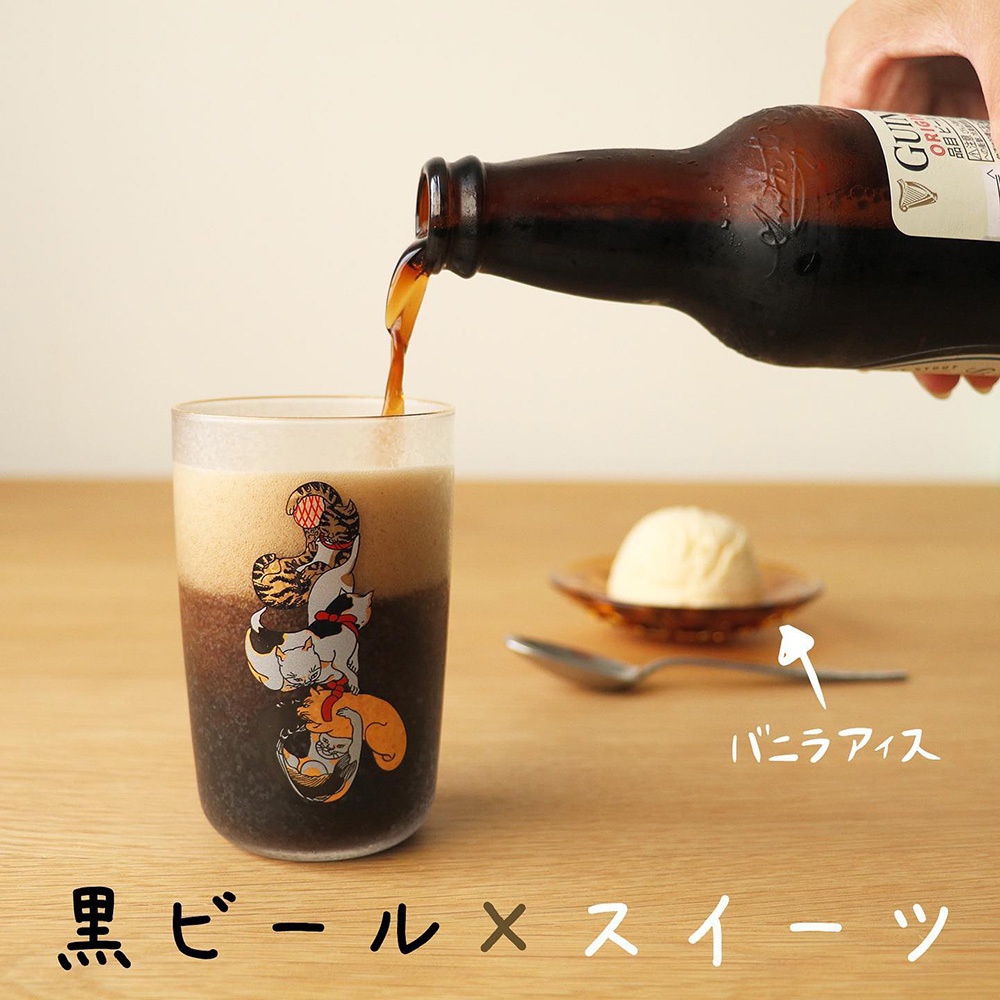 ADERIA 日本江戶貓平假名啤酒杯禮盒 精裝木盒/3入 浮世繪 霧面玻璃杯 啤酒杯, , large