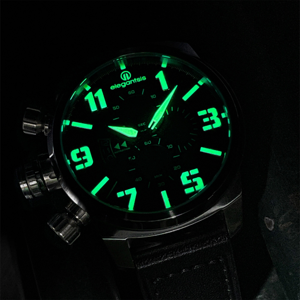 elegantsis 愛樂時 JF48QS-陸海空三軍大錶徑三眼計時手錶-海軍藍/48mm ELJF48QS-OU06L, , large