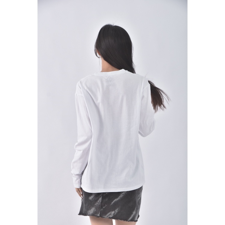 (M) converse質感棉質純棉白色長袖上衣二手衣, , large