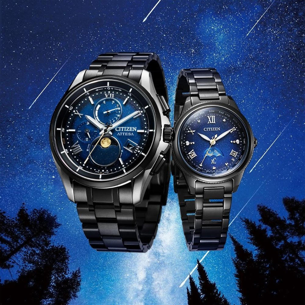 CITIZEN 星辰 星空藍 限量 月相 超級鈦 光動能電波萬年曆手錶 BY1007-60L, , large