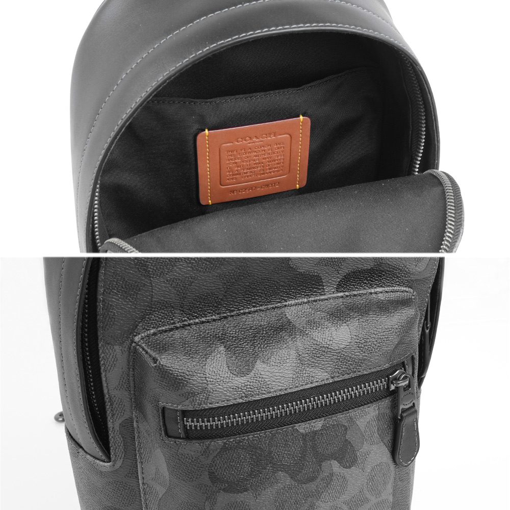 COACH West Pack 迷彩塗層拉鍊單肩背包(灰色), , large