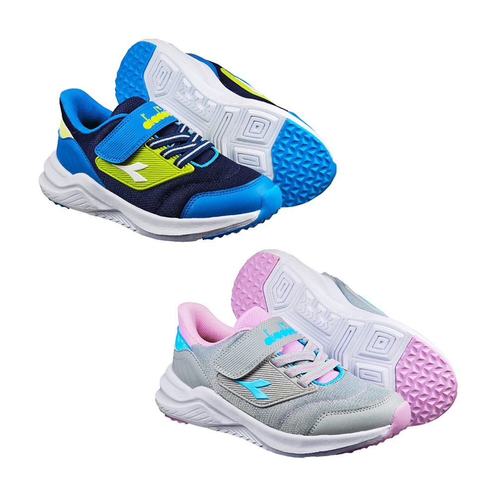 DIADORA迪亞多那 兒童輕量慢跑鞋 童運動鞋 童鞋 撞色 寬楦 透氣 保護後跟 吸震 減壓 健康鞋墊 防滑 藍 灰藍, , large