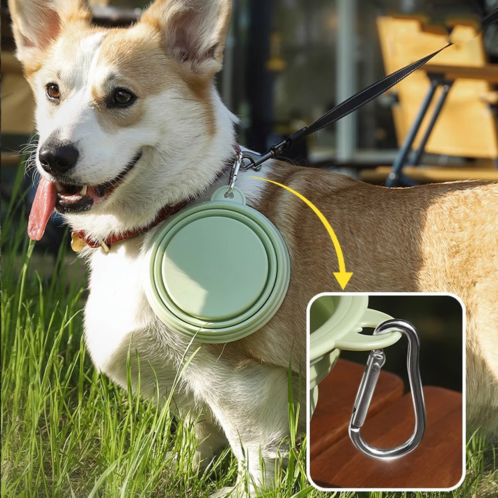 寵物外出折疊碗350ml 綠色 寵物碗 餵水, , large