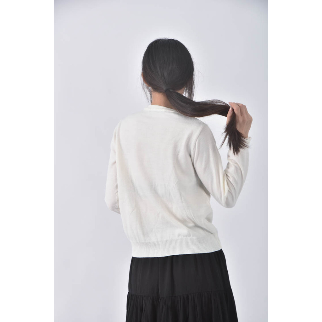 (M) knitpia韓牌排扣白色外套二手衣, , large