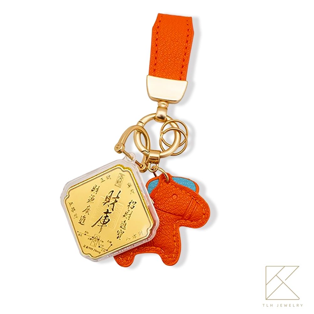 【TLH】 999純金 馬上好運 黃金金箔吊飾 (馬年 過年 送禮), , large