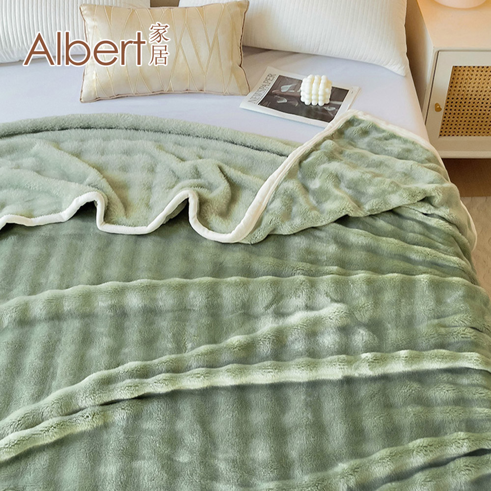 Albert家居《橄欖綠》托斯卡泡泡兔毛絨毯1入 (150x208cm 保暖被/冬被/毛毯/毯子), , large