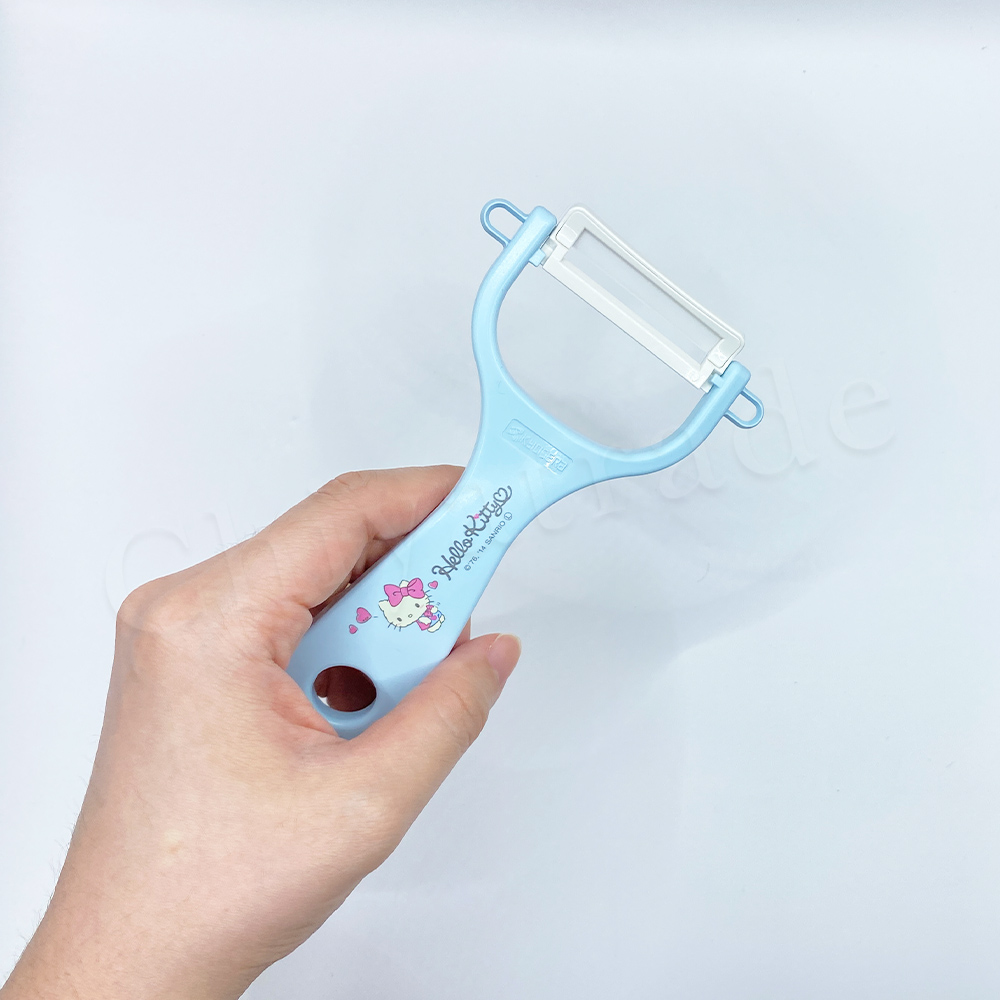 【KYOCERA京瓷】日本製 京瓷抗菌 凱蒂貓Kitty 陶瓷削皮器去皮器-粉紅(日本境內版), , large