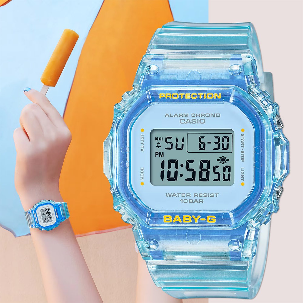 CASIO 卡西歐 BABY-G 夏季透明方形女錶電子錶 BGD-565SJ-2, , large