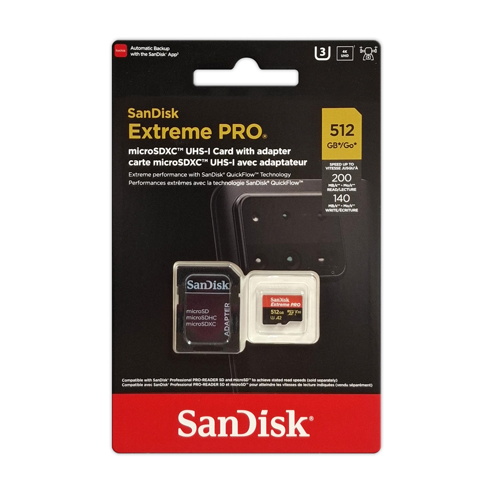 【SanDisk】 Extreme PRO 512G UHS-I U3 A2 V30 microSDXC 記憶卡, , large