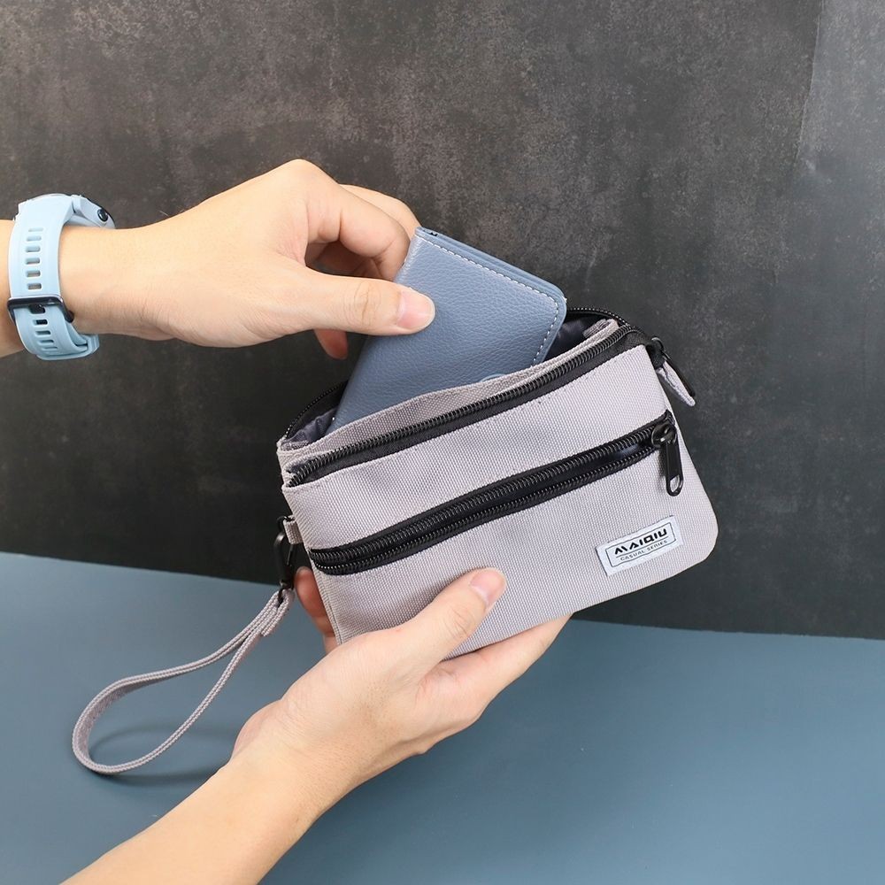 【MQ】雙層手拿包/零錢包-黑色 手機包 隨身包, , large