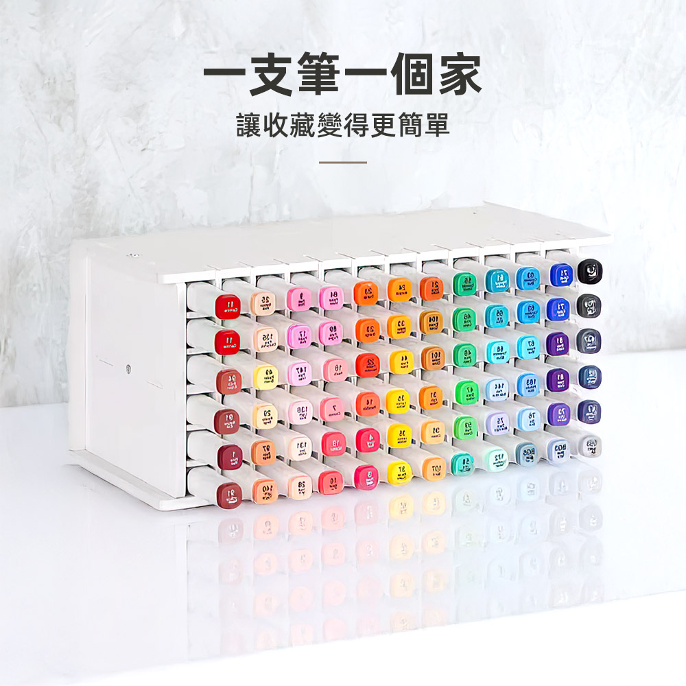 【上手家居】馬克筆筆架-72孔-白色(馬克筆收納架/筆筒/斜插式筆筒/文具收納/桌上收納), , large