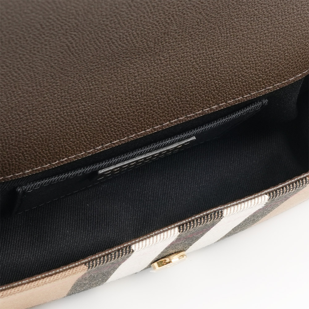 BURBERRY Hampshire 新款格紋帆布拼皮革手拿包/斜背包(烏木棕), , large