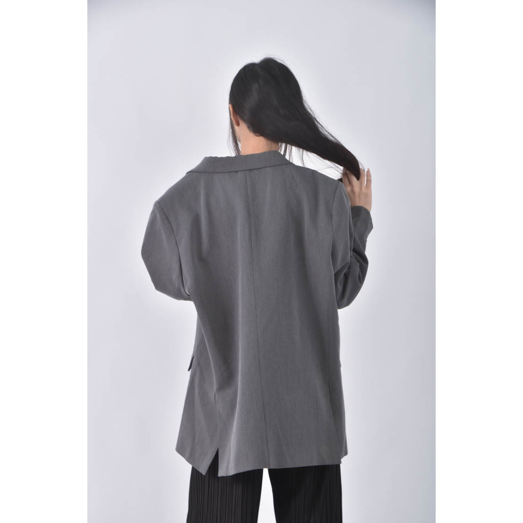 (XL) studio doe西裝墊肩灰色外套二手衣, , large