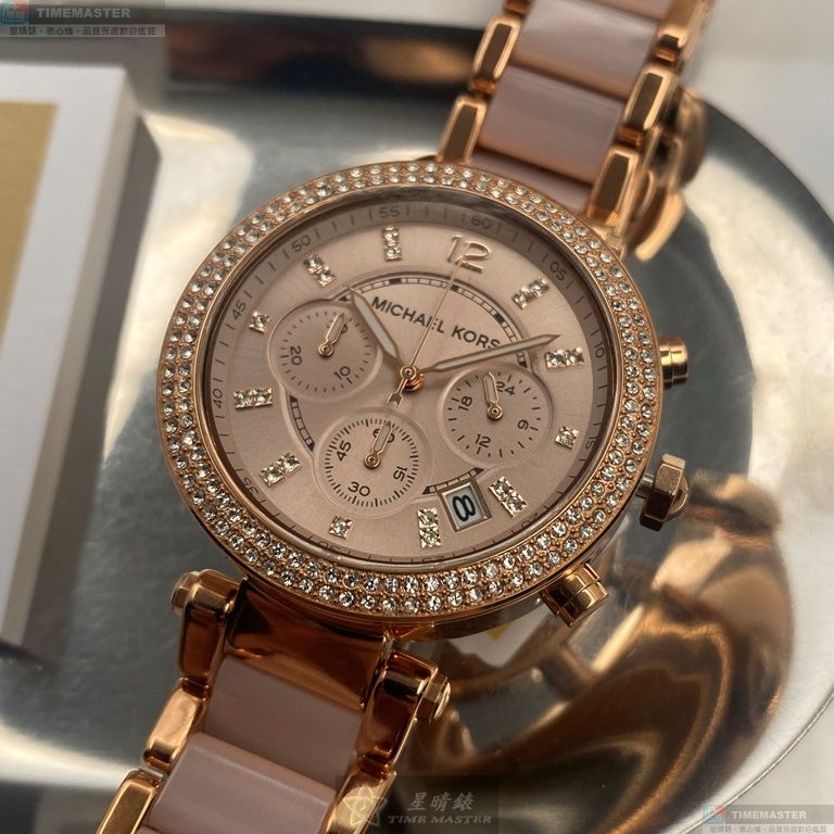 [星晴錶業]MK手錶,40mm,MK06907玫瑰金色錶面玫瑰金錶殼玫瑰金粉紅精鋼錶帶款, , large
